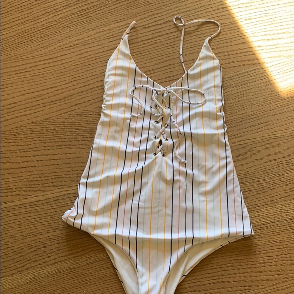 Tavik Monahan Lace-Up One-piece Swimsuit Striped Free People